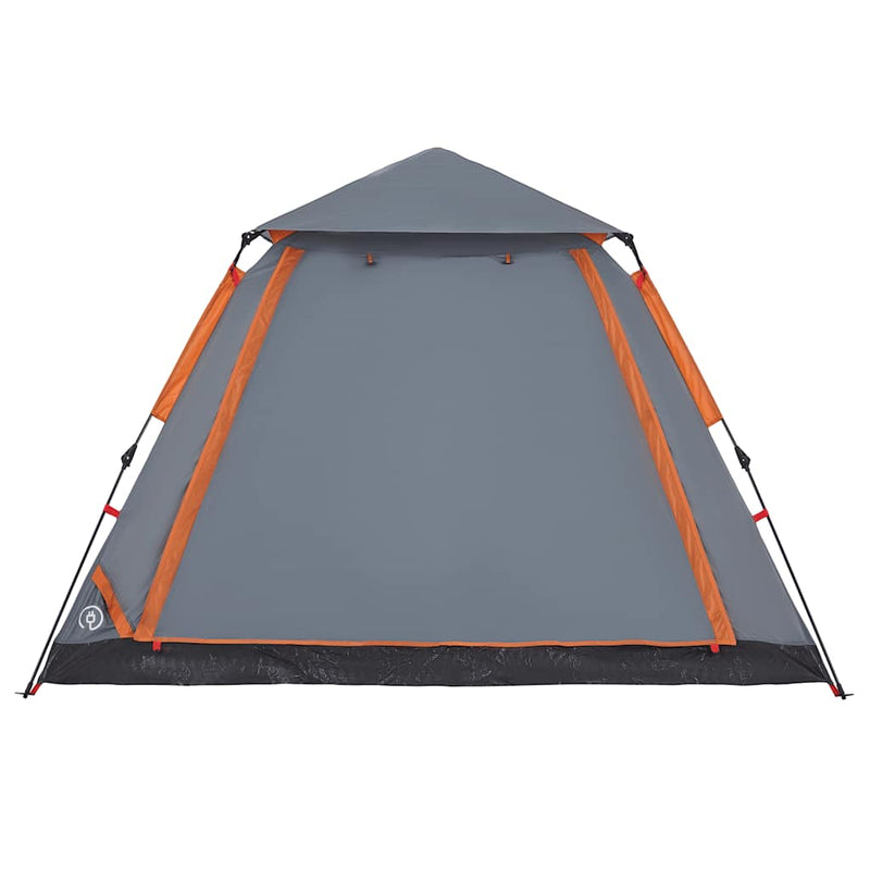 Cort camping cupolă 5 persoane, gri/portocaliu, setare rapidă