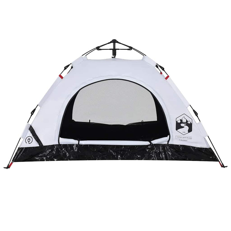 Cort de camping 2 persoane, alb opac, setare rapidă, țesătură