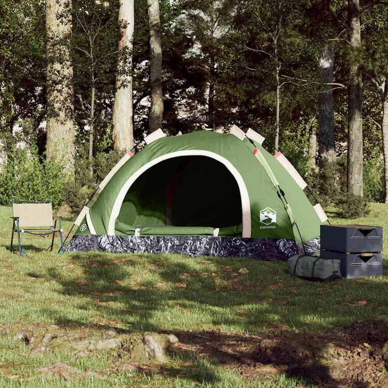 Cort de camping pentru 3 persoane, setare rapidă, verde