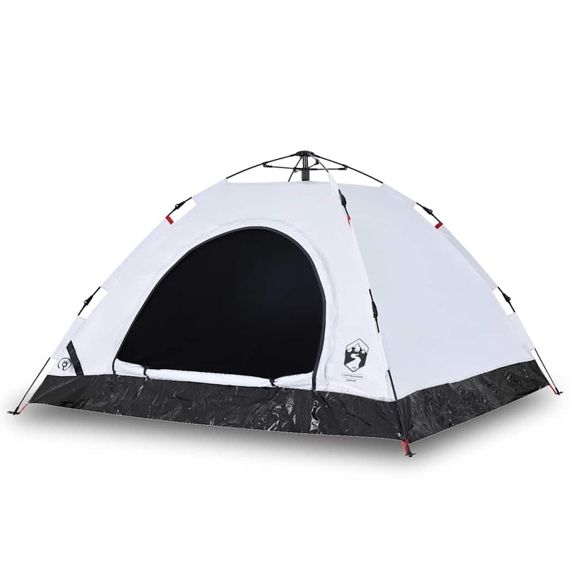 Cort de camping 5 persoane, alb opac, setare rapidă, țesătură