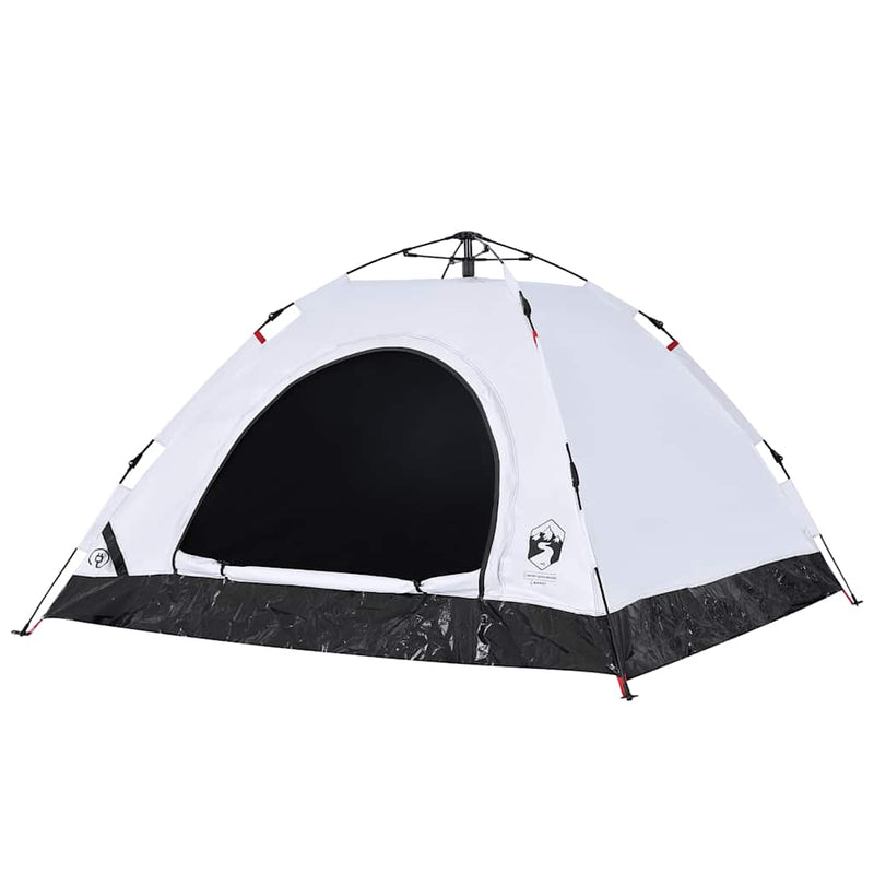 Cort de camping 5 persoane, alb opac, setare rapidă, țesătură