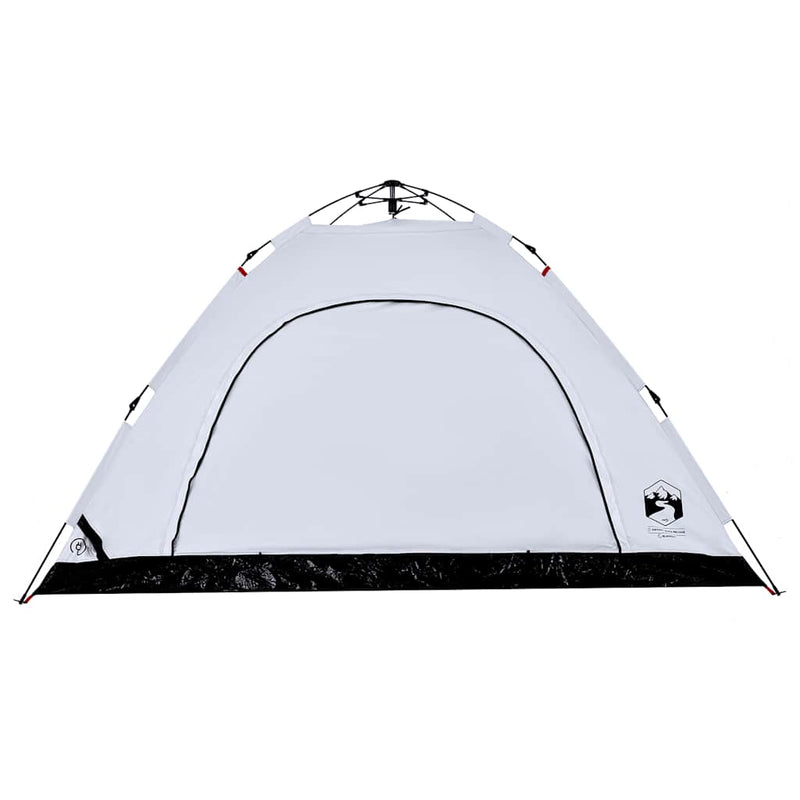 Cort de camping 5 persoane, alb opac, setare rapidă, țesătură