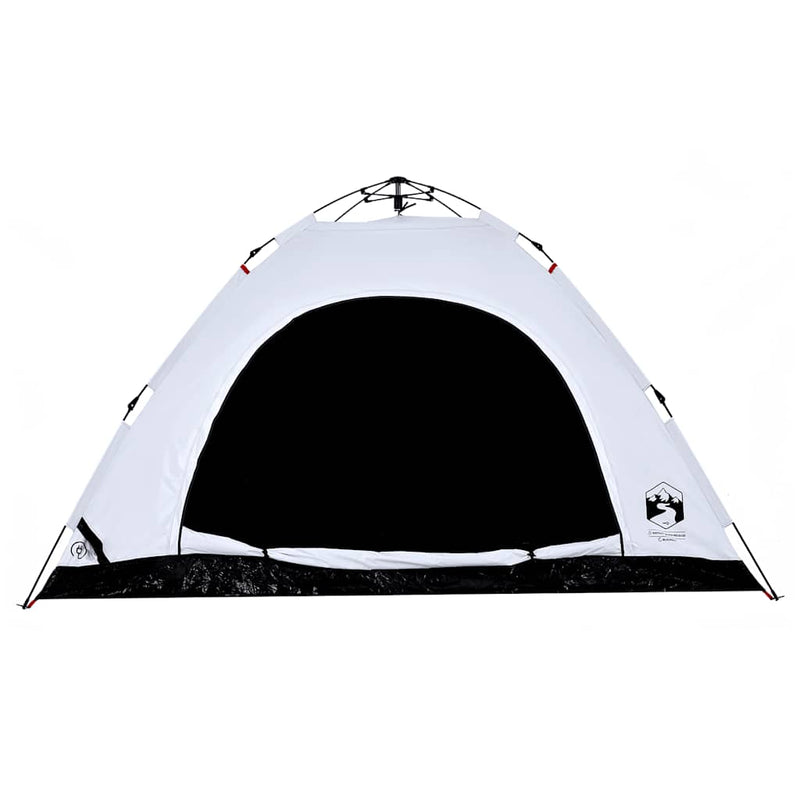 Cort de camping 5 persoane, alb opac, setare rapidă, țesătură