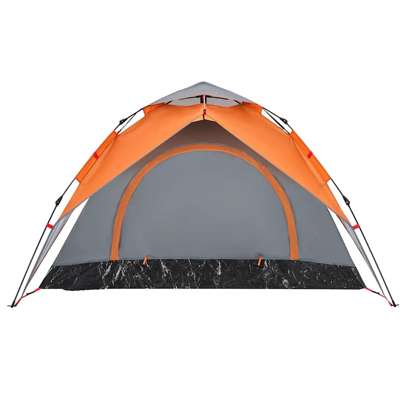 Cort camping cupolă 3 persoane, gri/portocaliu, setare rapidă