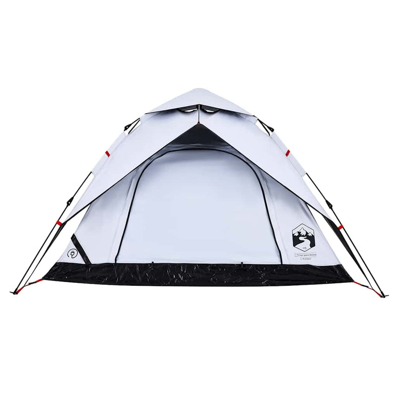 Cort de camping 4 persoane, alb opac, setare rapidă, țesătură
