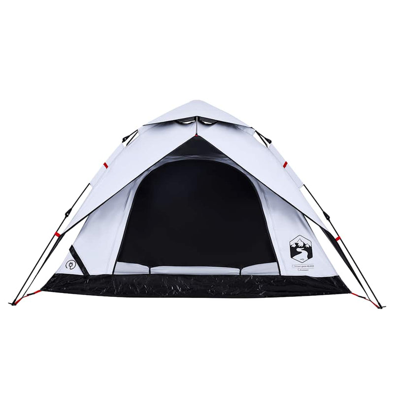 Cort de camping 4 persoane, alb opac, setare rapidă, țesătură