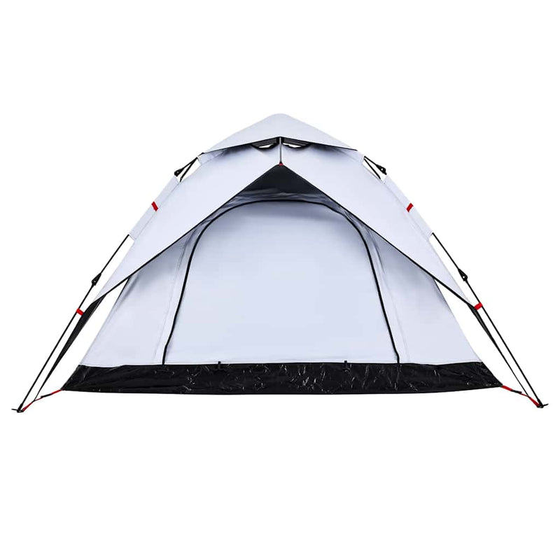 Cort de camping 4 persoane, alb opac, setare rapidă, țesătură