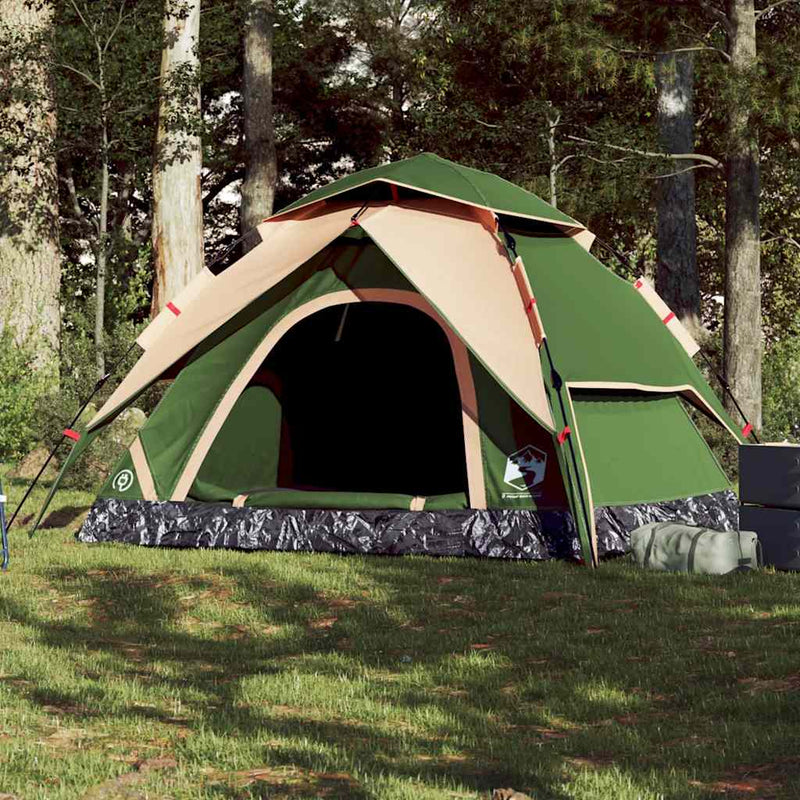 Cort de camping cupolă 5 persoane, setare rapidă, verde