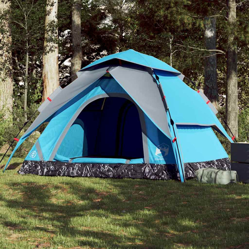 Cort de camping cupolă 5 persoane, setare rapidă, albastru