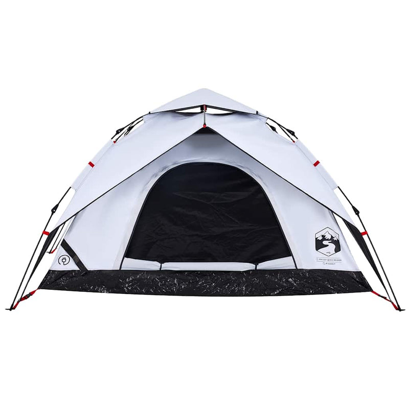 Cort de camping 5 persoane, alb opac, setare rapidă, țesătură