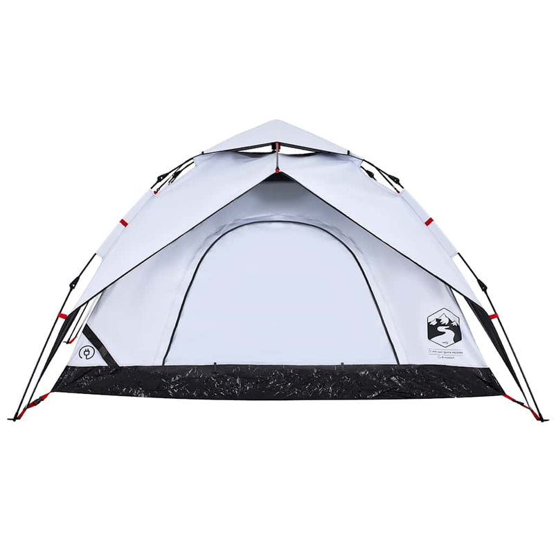 Cort de camping 5 persoane, alb opac, setare rapidă, țesătură