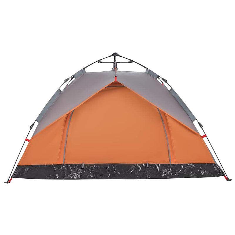 Cort camping cupolă 2 persoane, gri/portocaliu, setare rapidă