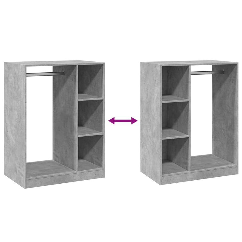 Dulap, gri beton, 77x48x102 cm, lemn prelucrat