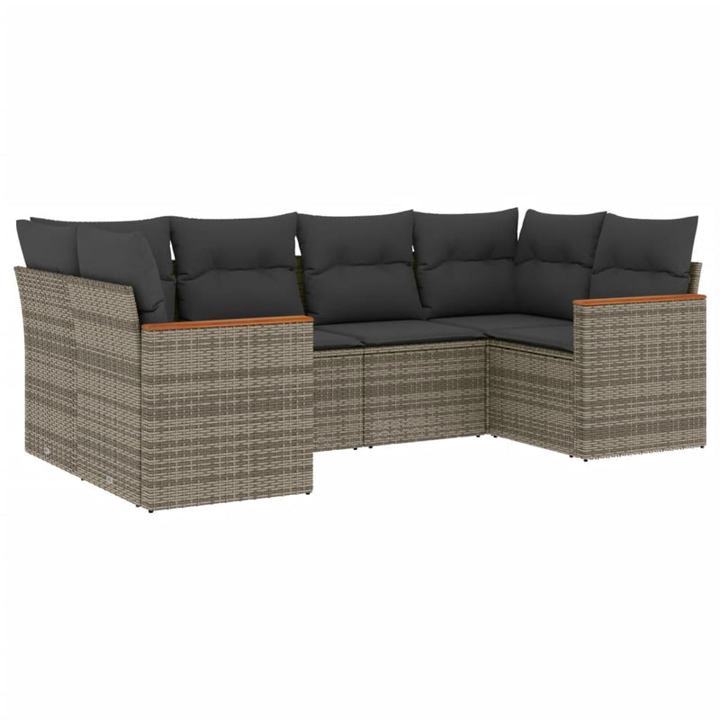 Set mobilier grădină cu perne, 6 piese, gri, poliratan