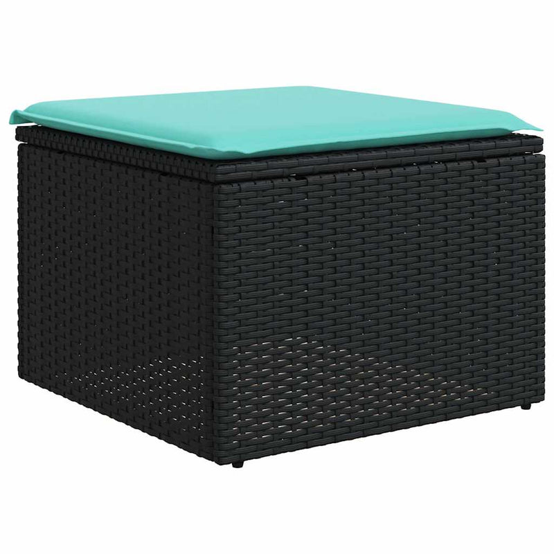 Set canapele de grădină cu 9 piese și perne, poliratan negru