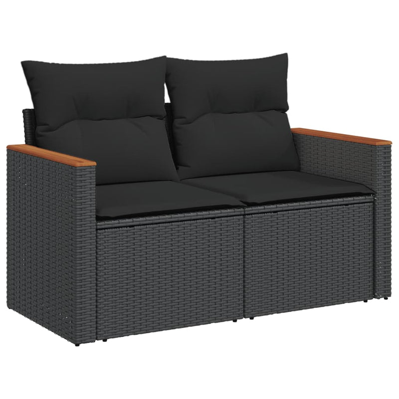 Set canapele de grădină, 12 piese, cu perne, negru, poliratan