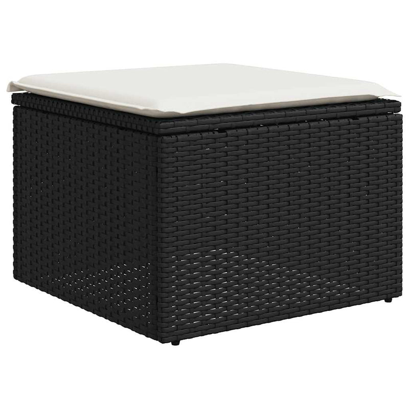 Set mobilier de grădină cu perne, 4 piese, negru, poliratan
