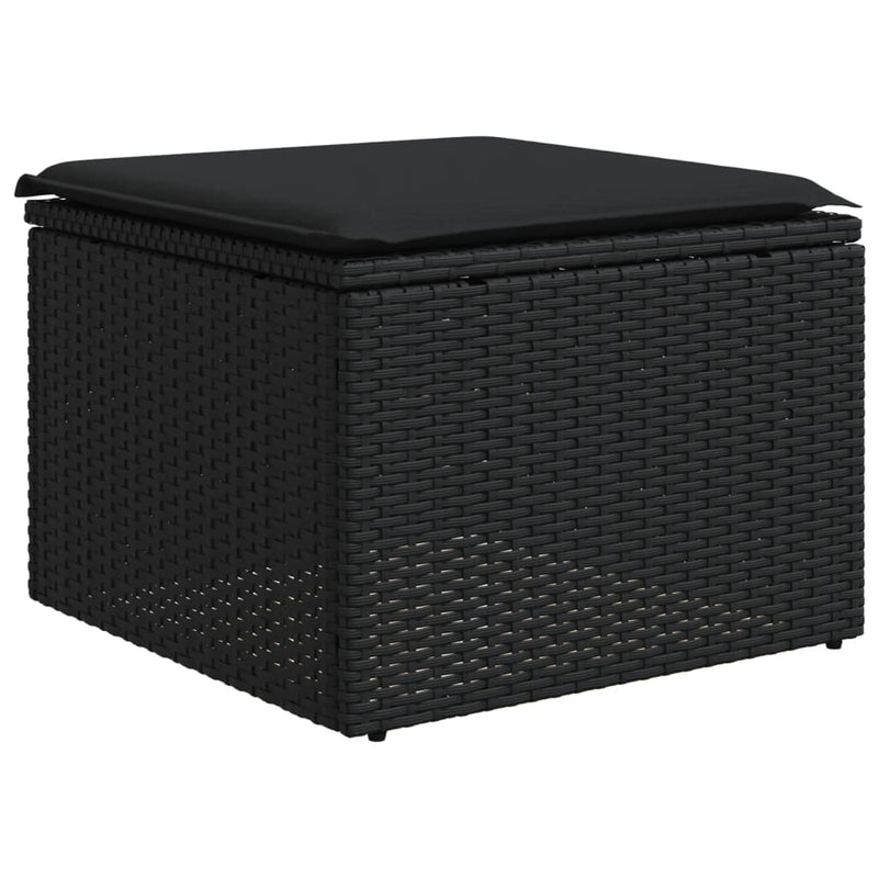 Set mobilier de grădină cu perne, 6 piese, negru, poliratan
