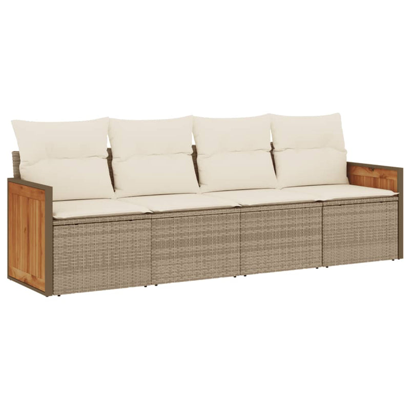 Set canapele de grădină, 4 piese, cu perne, bej, poliratan