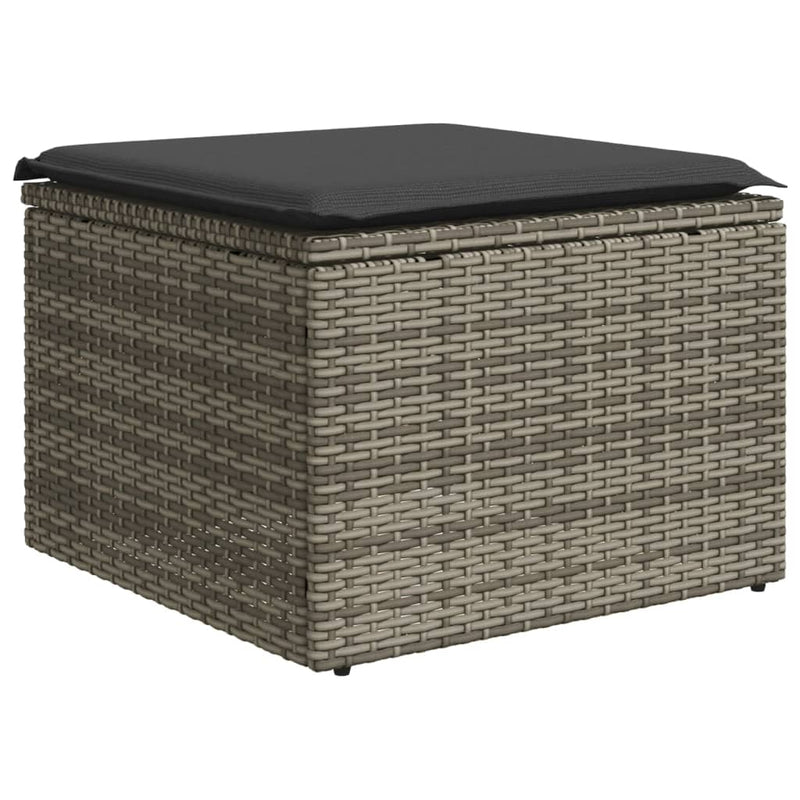 Set mobilier de grădină cu perne, 10 piese, gri, poliratan