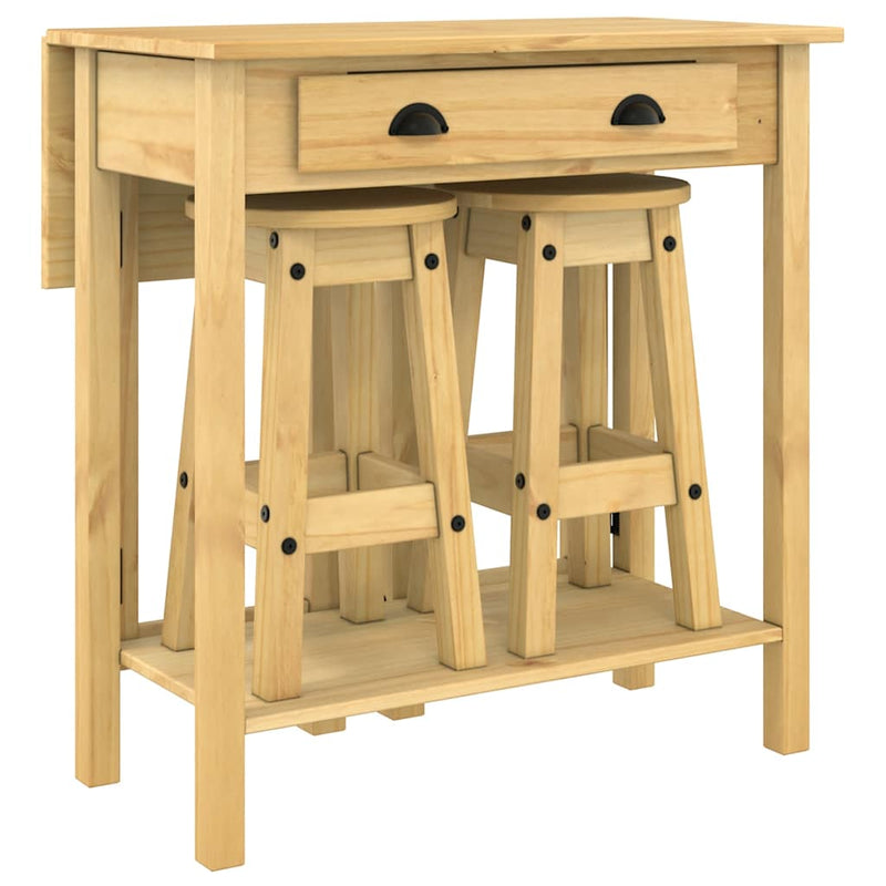 Set mobilier de bar, 3 piese, lemn masiv de pin