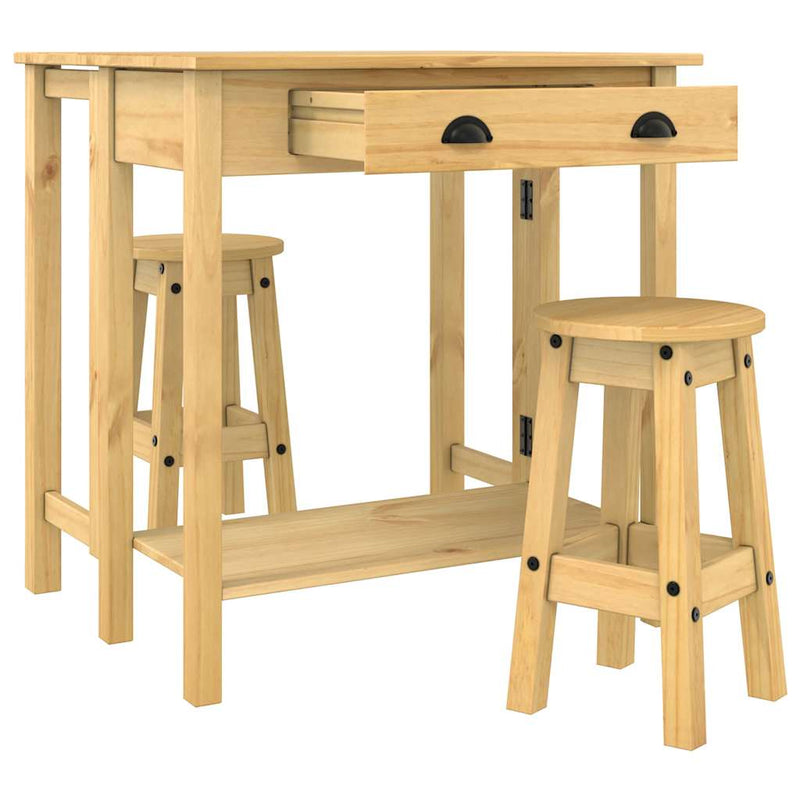 Set mobilier de bar, 3 piese, lemn masiv de pin