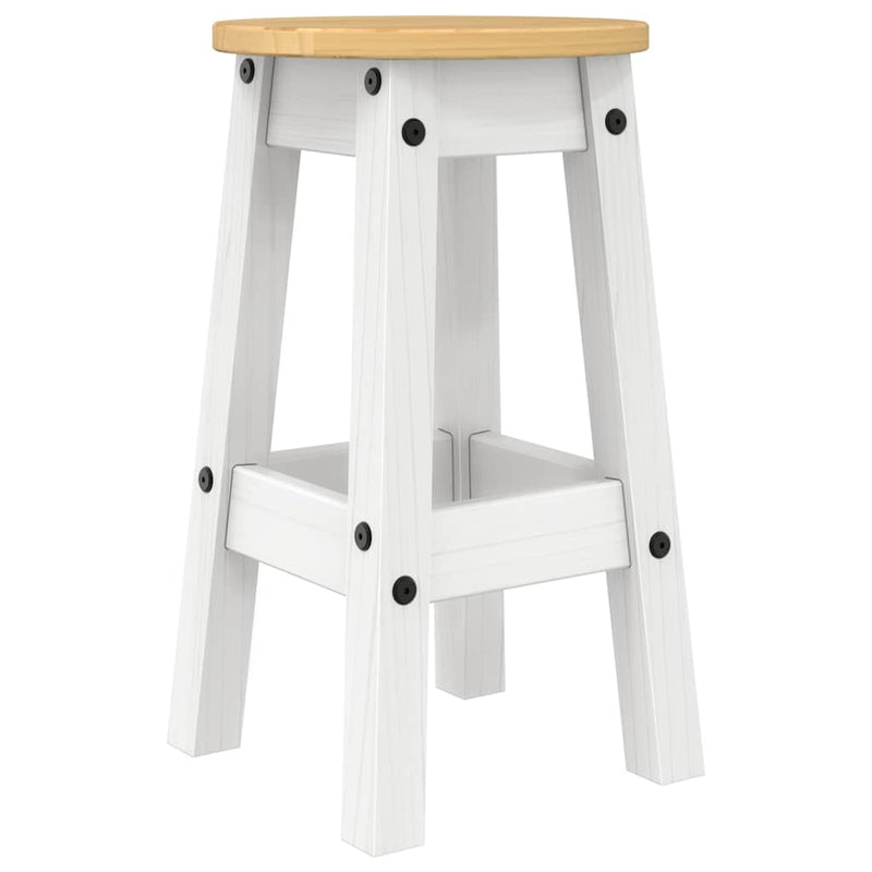 Set mobilier de bar, 3 piese, alb, lemn masiv de pin