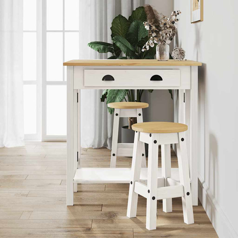 Set mobilier de bar, 3 piese, alb, lemn masiv de pin
