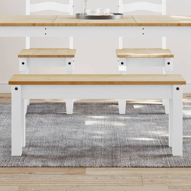 Banchetă de bucătărie PANAMA, alb, 105x30x45 cm, lemn masiv pin