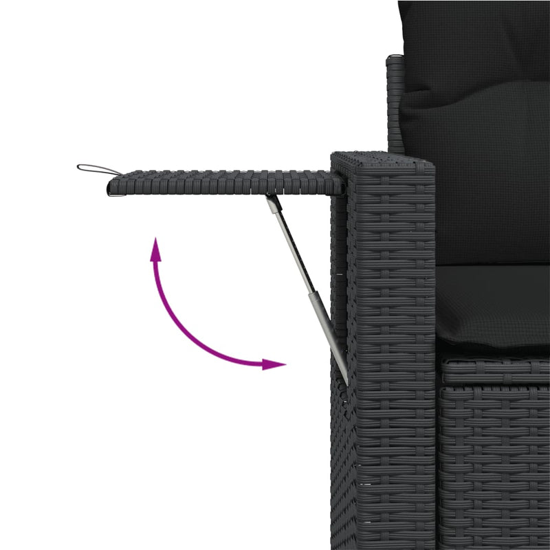 Set canapele de grădină, 12 piese, cu perne, negru, poliratan