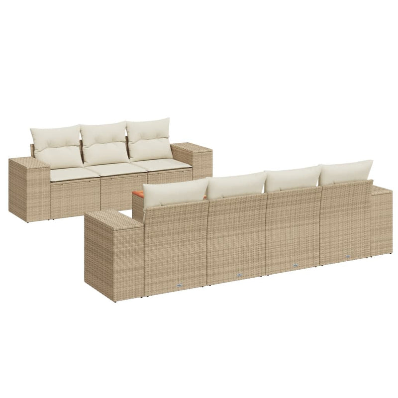 Set canapele de grădină, 8 piese, cu perne, bej, poliratan