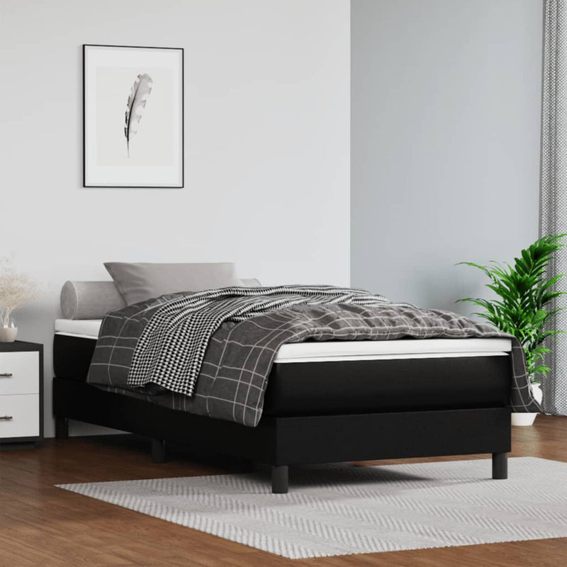 Saltea cu arcuri buzunar, fermitate medie, negru, 120x190x20 cm, piele ecologică
