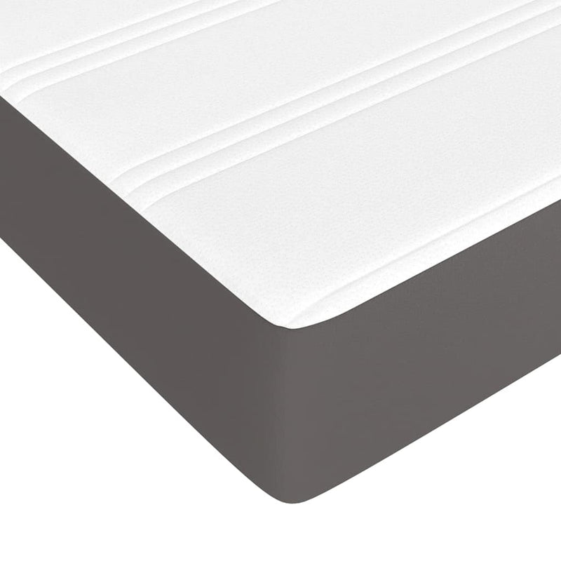 Saltea cu arcuri buzunar, fermitate medie, gri, 120x190x20 cm, piele ecologică