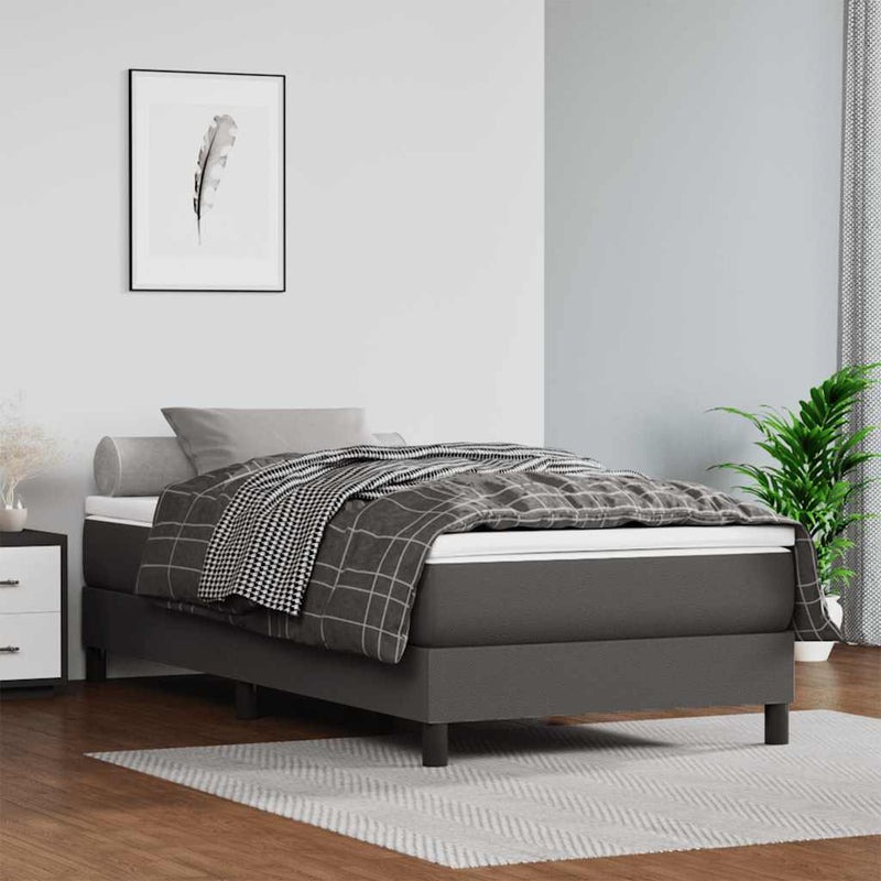 Saltea cu arcuri buzunar, fermitate medie, gri, 120x190x20 cm, piele ecologică