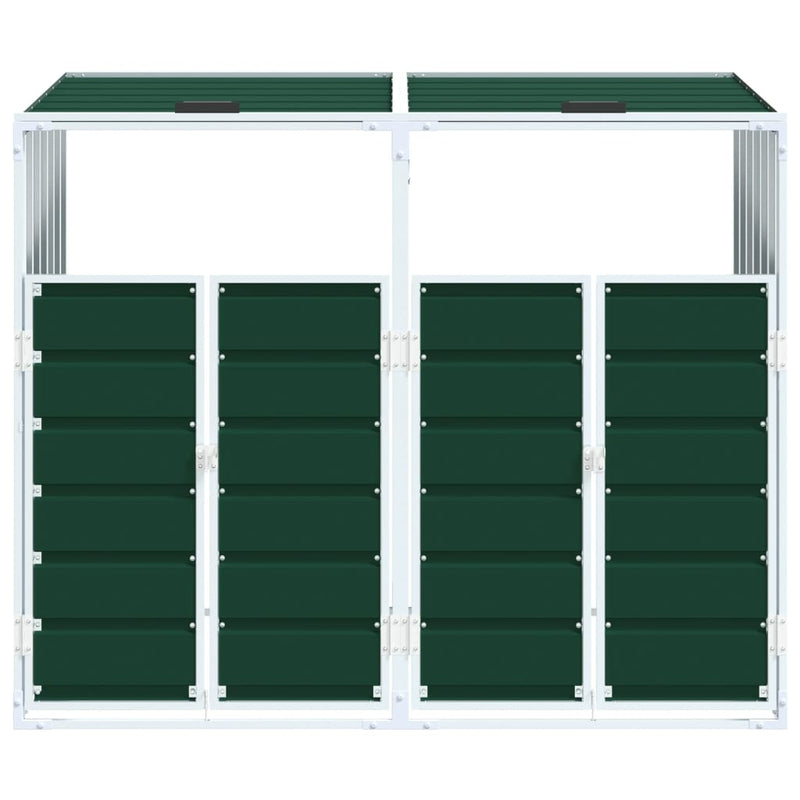 Depozit pubele cu roți duble, verde, 144x81x113 cm, oțel