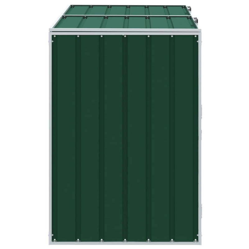 Depozit pubele cu roți duble, verde, 144x81x113 cm, oțel