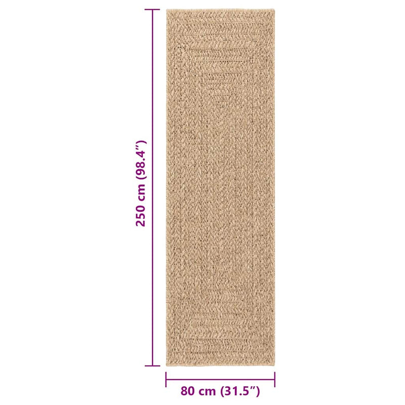 Covor ZIZUR aspect iută, 80x250 cm, pentru interior și exterior