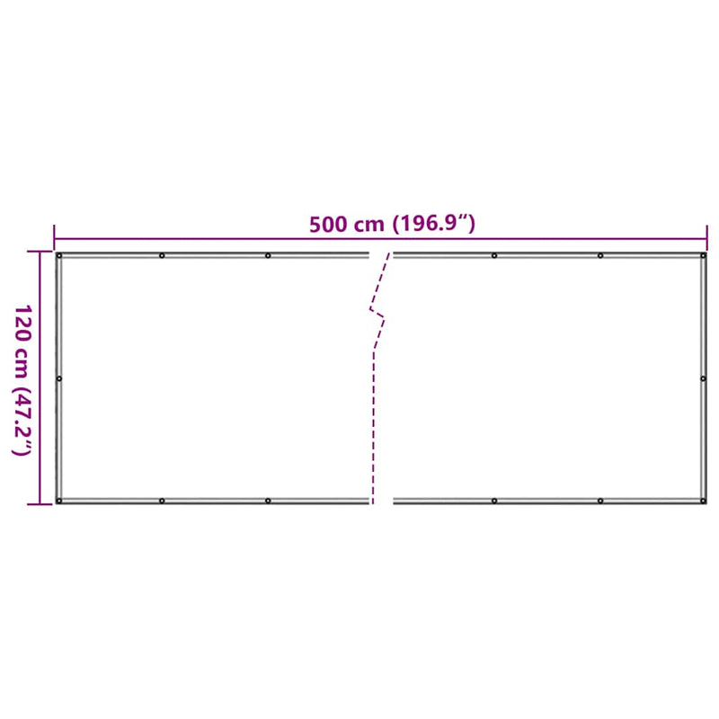 Paravan de balcon, gri, 500x120 cm, PVC