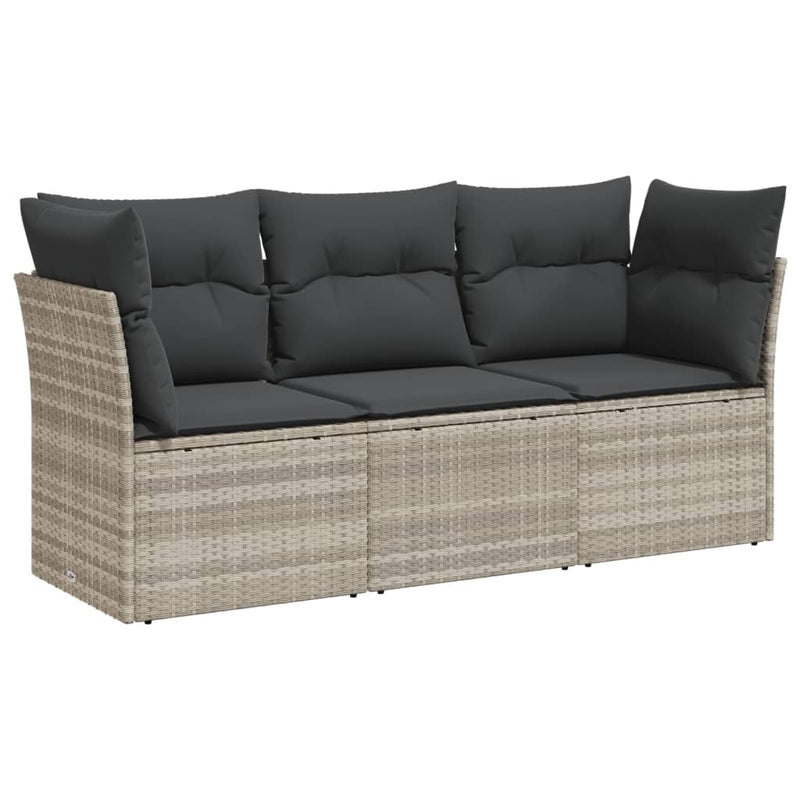 Set canapele de grădină cu perne, 3 piese gri deschis poliratan