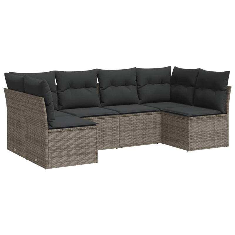 Set mobilier grădină cu perne, 6 piese, gri, poliratan