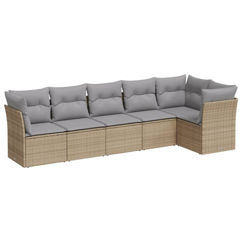 Set canapele de grădină cu perne, 6 piese, bej, poliratan
