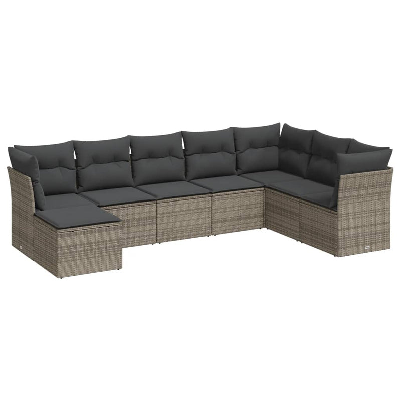 Set canapele de grădină cu perne, 8 piese, gri, poliratan