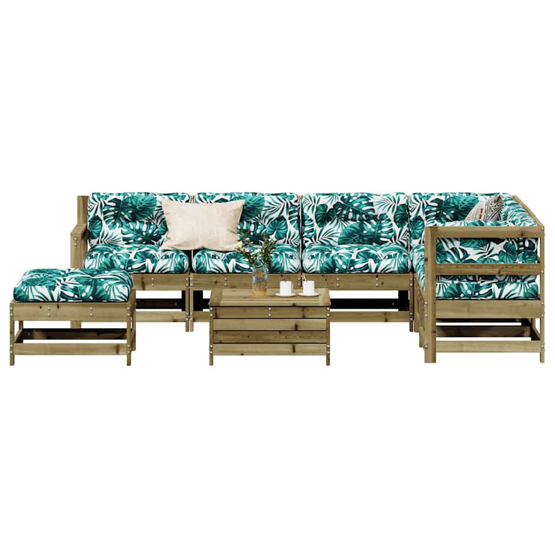 Set mobilier de grădină cu perne, 8 piese, lemn de pin tratat