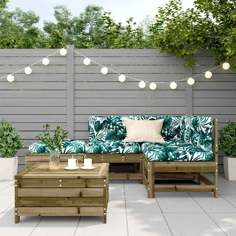 Set mobilier de grădină cu perne, 5 piese, lemn de pin tratat