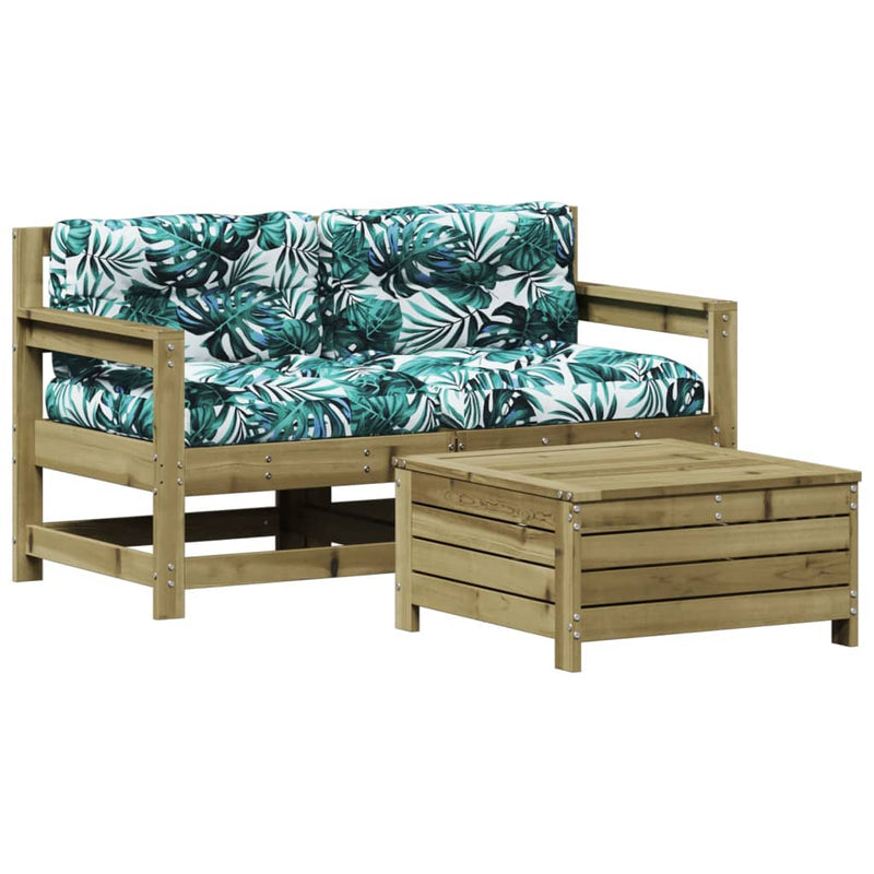 Set mobilier de grădină cu perne, 3 piese, lemn de pin tratat