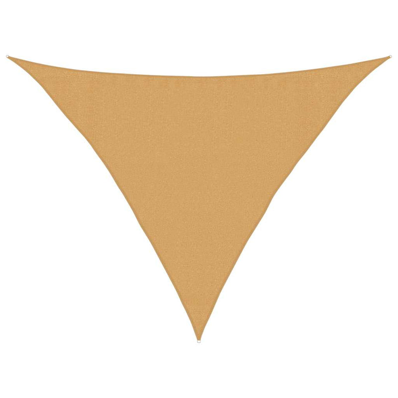 Pânză parasolar nisipiu triunghiular 3,5x3,5x4,9m HDPE 160 g/m²