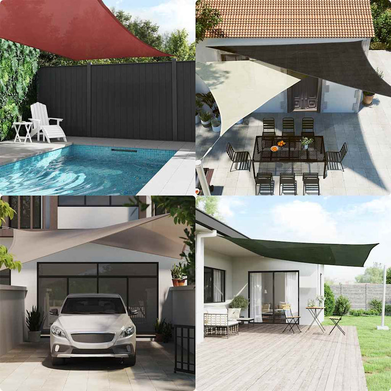 Pânză parasolar nisipiu triunghiular 3,5x3,5x4,9m HDPE 160 g/m²