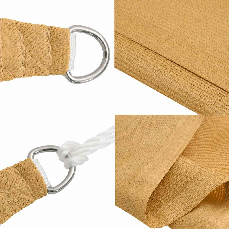 Pânză parasolar nisipiu triunghiular 3,5x3,5x4,9m HDPE 160 g/m²