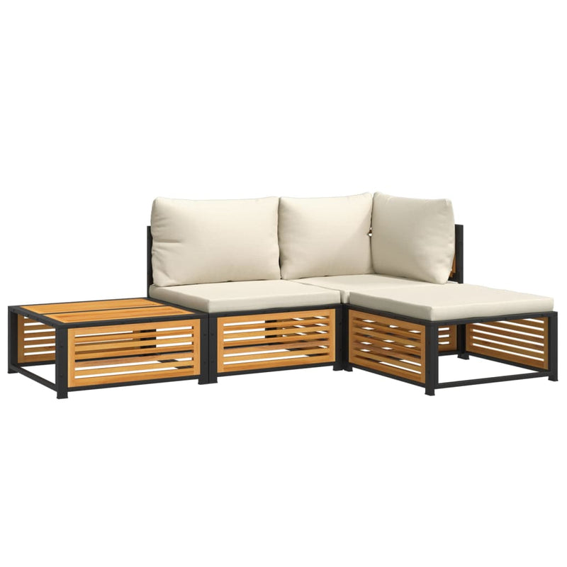 Set canapele de grădină cu perne, 4 piese, lemn masiv de acacia
