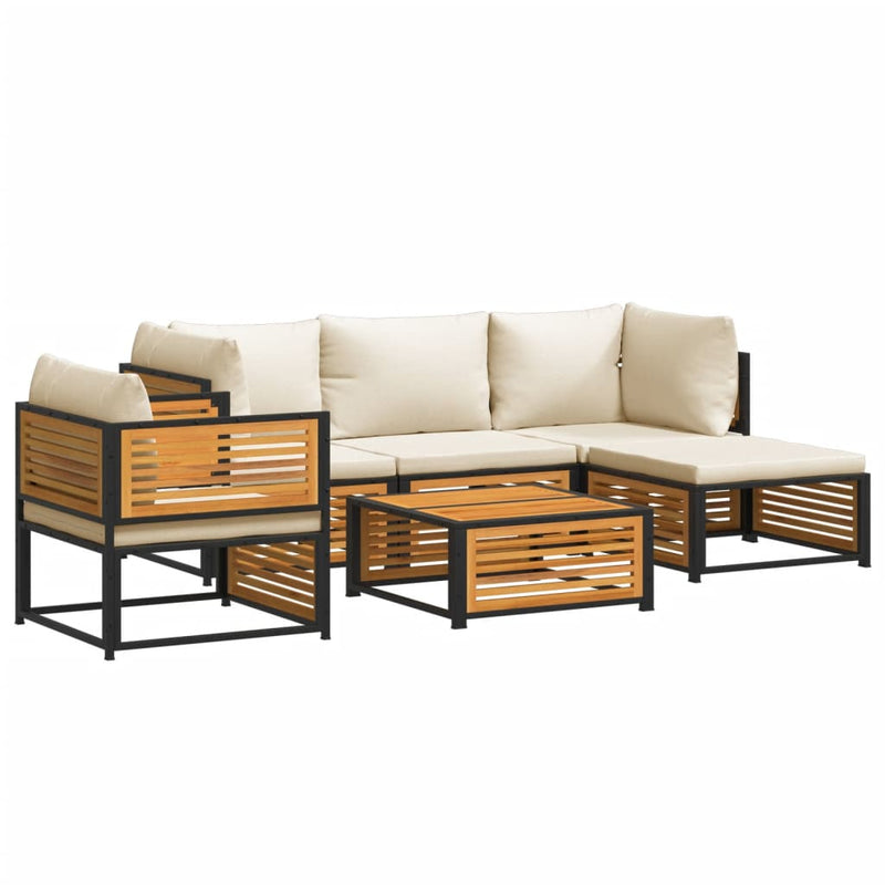 Set de canapele grădină cu perne, 6 piese, lemn masiv acacia